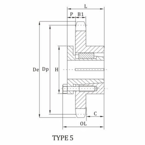 ANSI 120B Sprocket With Split Taper Bushing