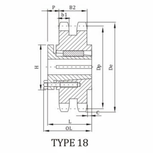 ANSI D100B Sprocket With Split Taper Bushing