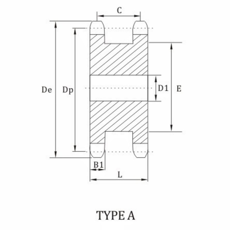 DS100 double single sprocket dimension chart