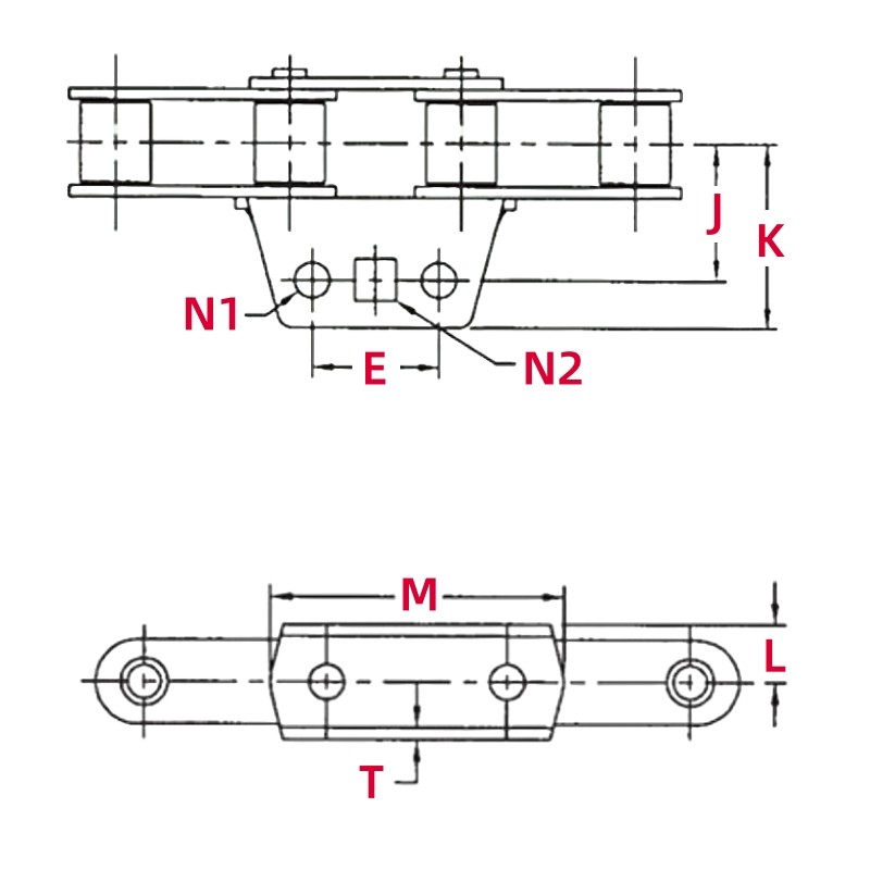 CA557 Chain U16 Attachment Dimensions