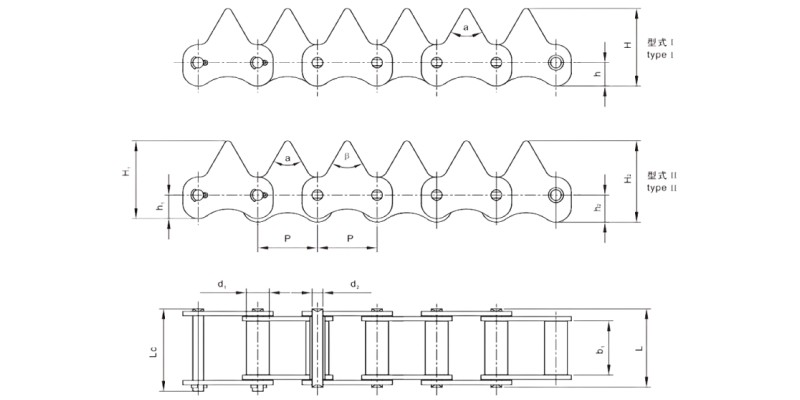 Rice Harvester Chains Dimension Chart