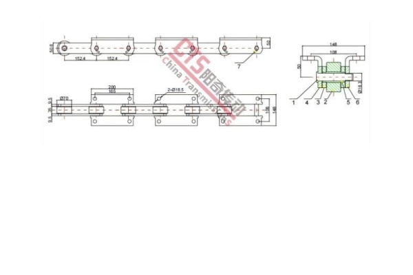 Conveyor Chain Dimension Drawing