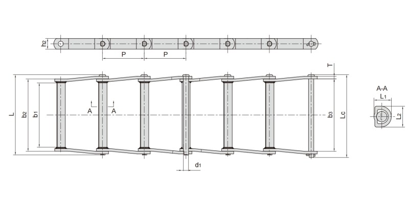 Welded Steel Darg Chain Dimension Chart