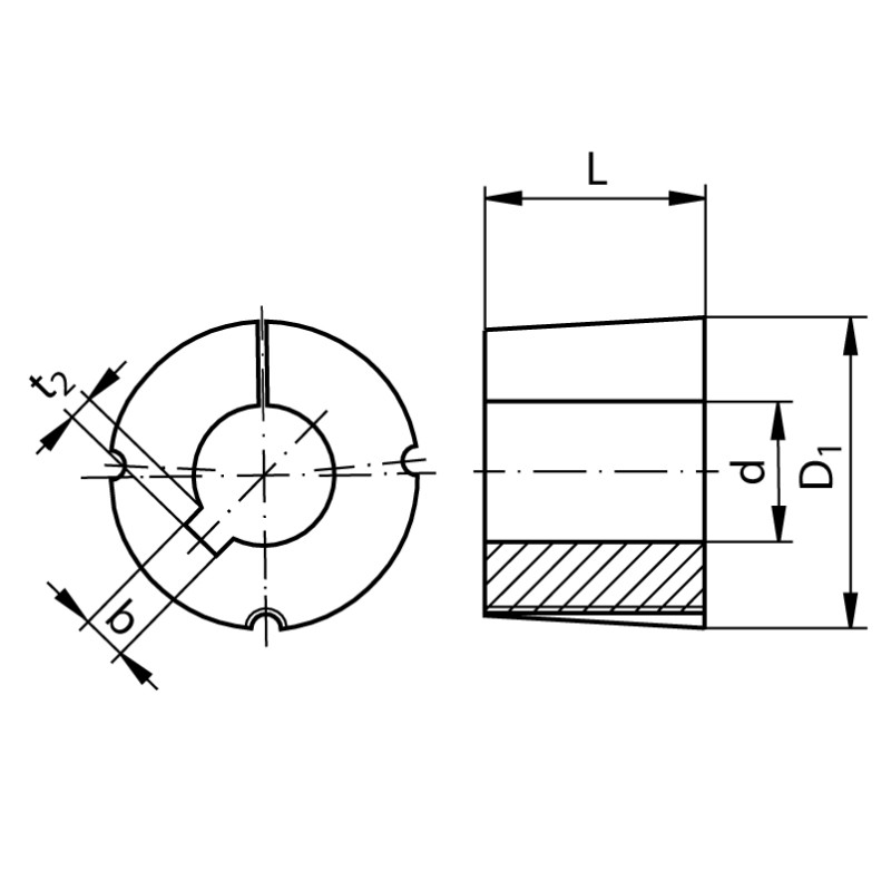 3020-28 Taper Lock Bushing dimension chart