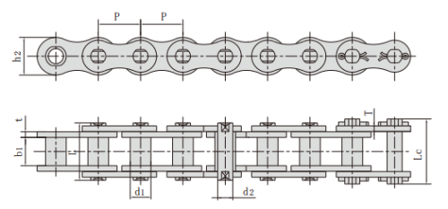 Transmission roller chain- P30F2-B Bush chain types
