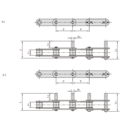 C212A  Extended Pin Double Pitch Conveyor Chain C2060 Double Pitch Chain