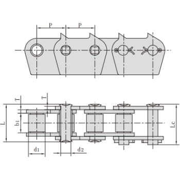 Conveyor Roller Chain- 32B-1874 Sharp Top Chains Dimensions