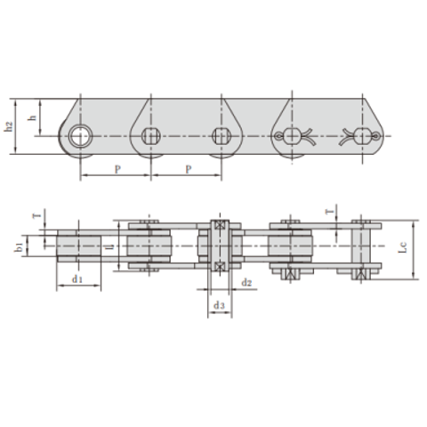 Conveyor roller chain- FVT180 Conveyor chains (FVT series) Dimensions