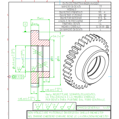 Custom Gear M3 Z33 C45 Manufactured by MR.SPROCKET