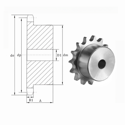 50B-2 stock bore sprocket dimension chart