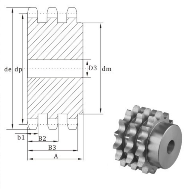 Metric 32A-3 Stainless Steel Plate Wheel Sprockets | ISO 32B Sprockets ...