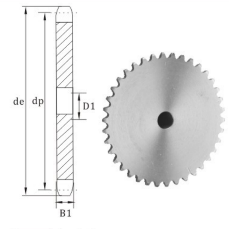 05A plate wheel sprocket dimension chart