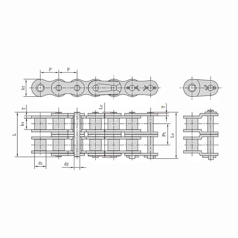 Metric Duplex Roller Chain dimension chart