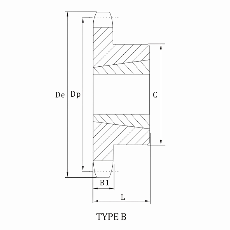 #140B taper lock bore sprocket dimension chart