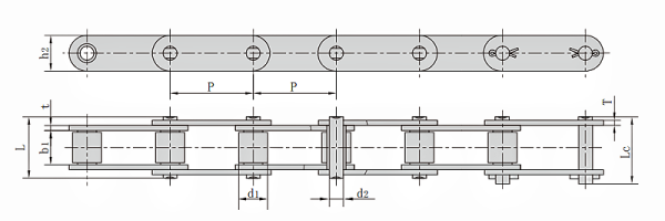 81X Series 81XHE Lumber Conveyor Chain dimension chart
