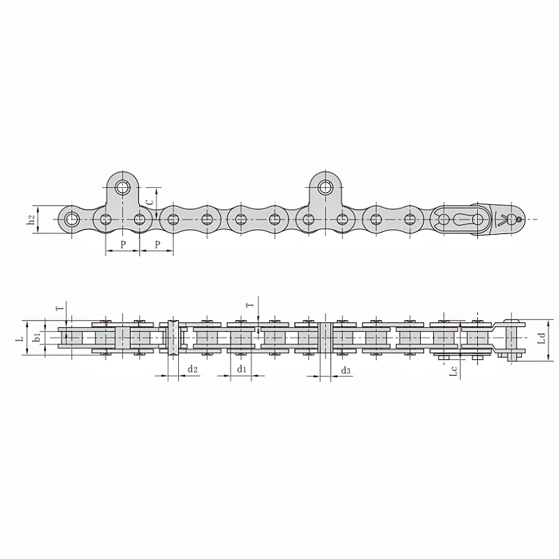 415 Series Hoisting Chains Rice Harvester Chains Dimension Chart