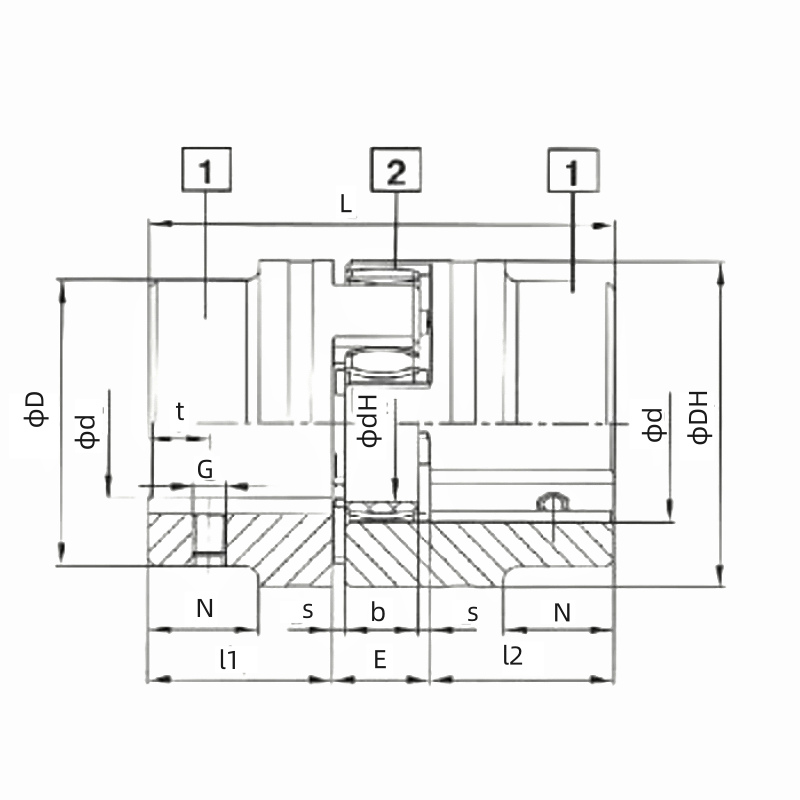 GE19 Flexible Spider Coupling dimension chart