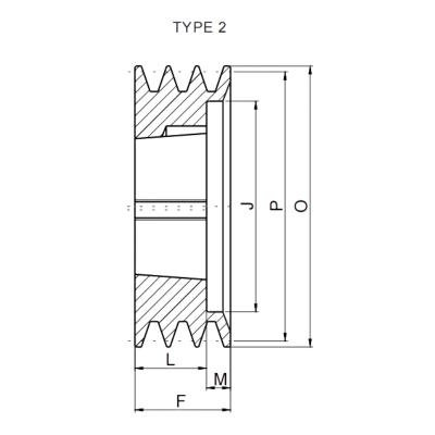SPB Taper Lock V Belt Pulley 2 Groove