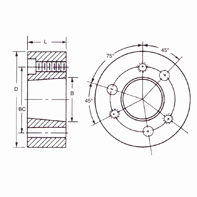 H-SH QD Weld-On Hubs dimension chart