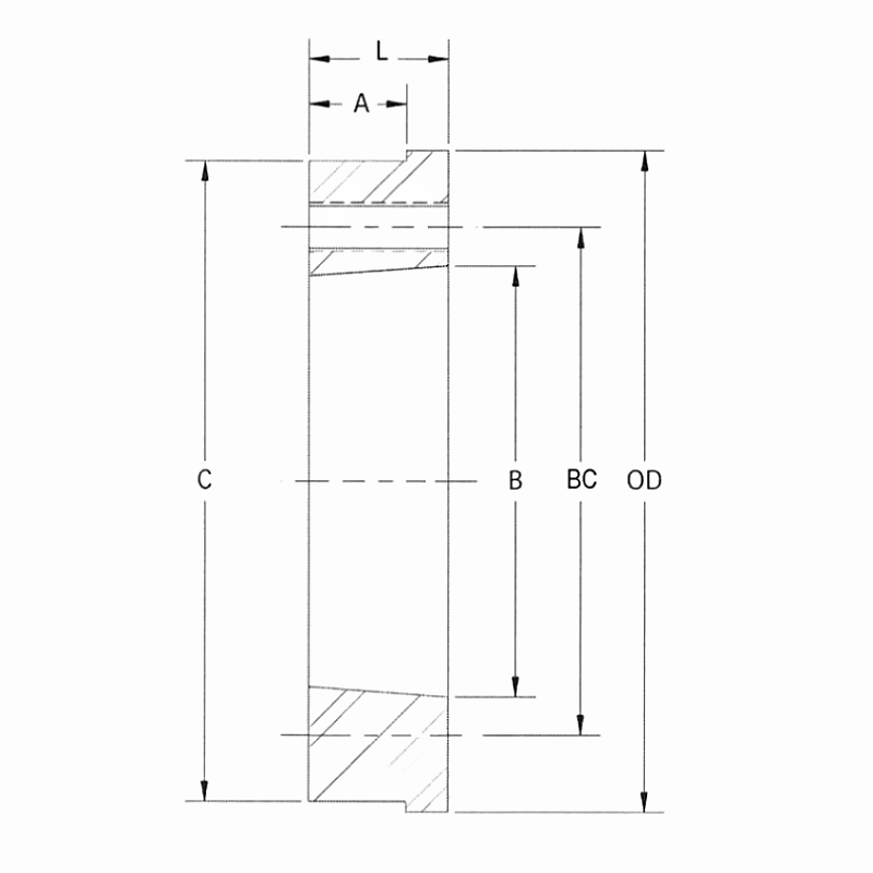 XTH 60 Weld-On Hubs dimension chart