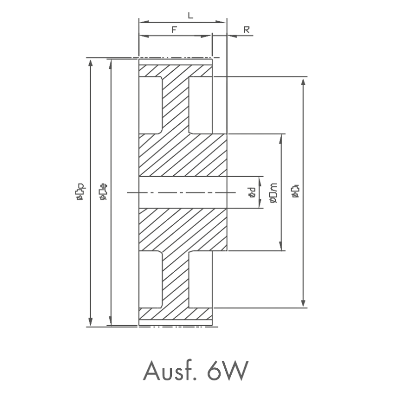 84 L 050 Timing Belt Pulley dimension chart