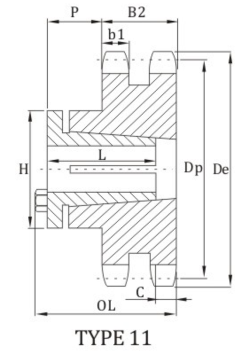 ANSI D40B Sprocket With Split Taper Bushing