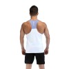 Private Label Gym Tank Tops With Gray Blue Neckline Factory Manufacturer