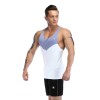 Private Label Gym Tank Tops With Gray Blue Neckline Factory Manufacturer