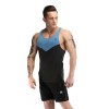 Custom Mens Workout Tank Tops With Dark Blue Neckline Gymwear Supplier