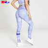 Blue And White Printed Fitness Leggings Wholesale