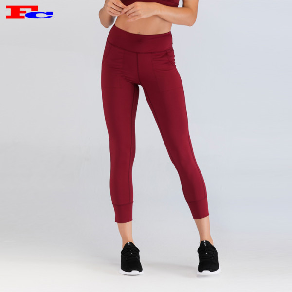 High-Quality Maroon Women's Gym Leggings Wholesale