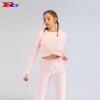 OEM Baby Pink Long T shirts Exposed Top Sweatshirts Factory Manufacturer