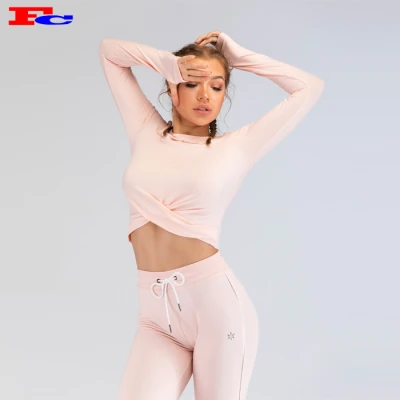 Baby Pink Long T-Shirts Großhandel ausgesetzt Top
