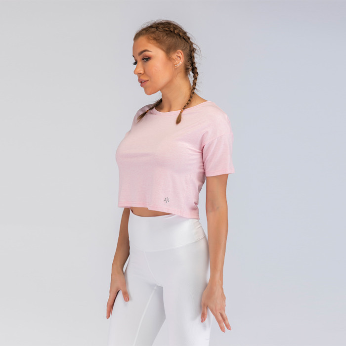 Fournisseurs en vrac de t-shirt court rose clair pour femmes