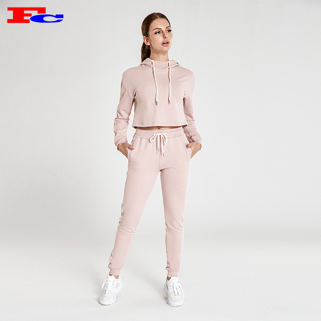 OEM Nude Pink Workout Clothes Tracksuits With White Sides | Workout ...