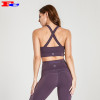 Dark Purple With Front  Zipper Sports Bra Wholesale