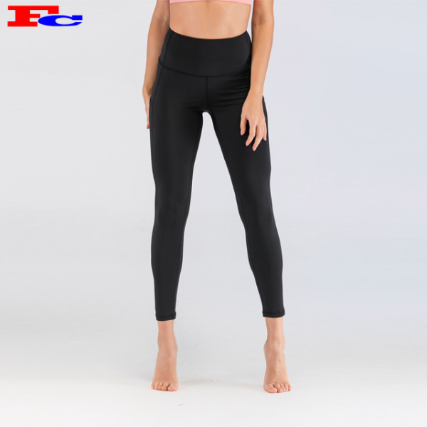 Black Gym Pants With Side Pockets Leggings Manufacturer