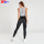Soutien-gorge sans couture en maille grise et leggings noirs Fabricant de vêtements de fitness