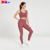 Reddish Brown V-Neck Back High Waist Leggings Fitness Clothing Wholesalers