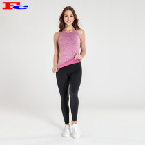 Débardeur rose sans couture et leggings noirs Vêtements de yoga en gros