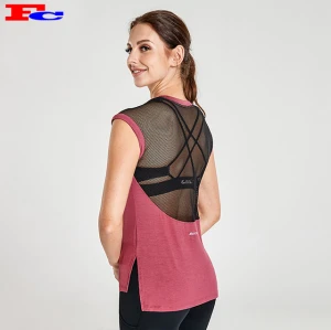 T-shirt rouge brique avec dos en maille T-shirts de marque privée en gros