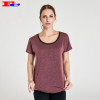Coffee Red T-Shirt With Hollow Black Mesh Women's Dri Fit Shirts Wholesale