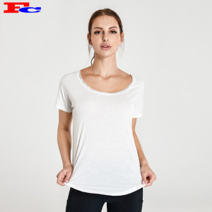Weiße T-förmige hohle Rückseite billige Trainingshemden für Frauen