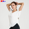 White T-Shaped Hollow Back Cheap Workout Shirts For Women