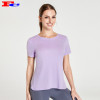 Light Purple Back Cross T-Shirt And Dark Gray Leggings Workout Clothing Manufacturers
