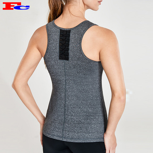 Gray And Black Stitching Polyester Spandex Stringer Tank Tops Wholesale