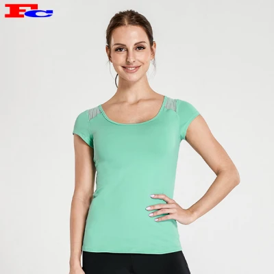Mint Green Mesh Cross Back Kragen Slim Fit T-Shirts Großhandel