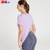 Wholesale Yoga Apparel With Light Purple T And Black Yoga Pants
