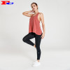 Brick Red Open Cross Back Top And Black Leggings Fitness Clothing Manufacturers