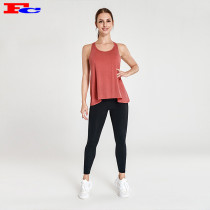 Brick Red Open Cross Back Top et leggings noirs fabricants de vêtements de fitness